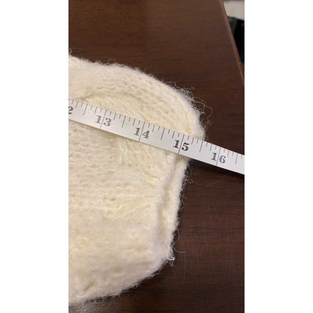 Aaron & Amber L Knit Cream Cable Knit Puff Sleeve Sweater Lightweight‎ Cozy - Picture 6 of 8